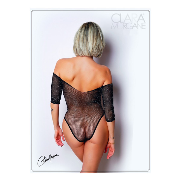 Body noir avec manches 3/4 - Le Numéro 2 - Collection Strass 